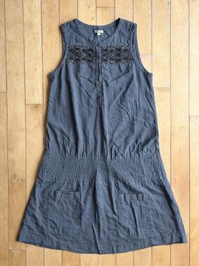 Noa Noa Sleeveless Gray Cotton Embroidered Blouse/Mini Dress Size Small